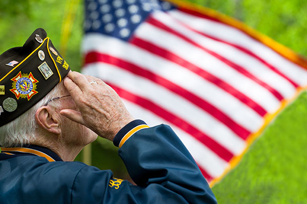 Elder veteran saluting the flag
