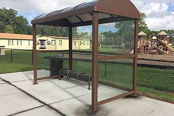 Bus shelter next to school