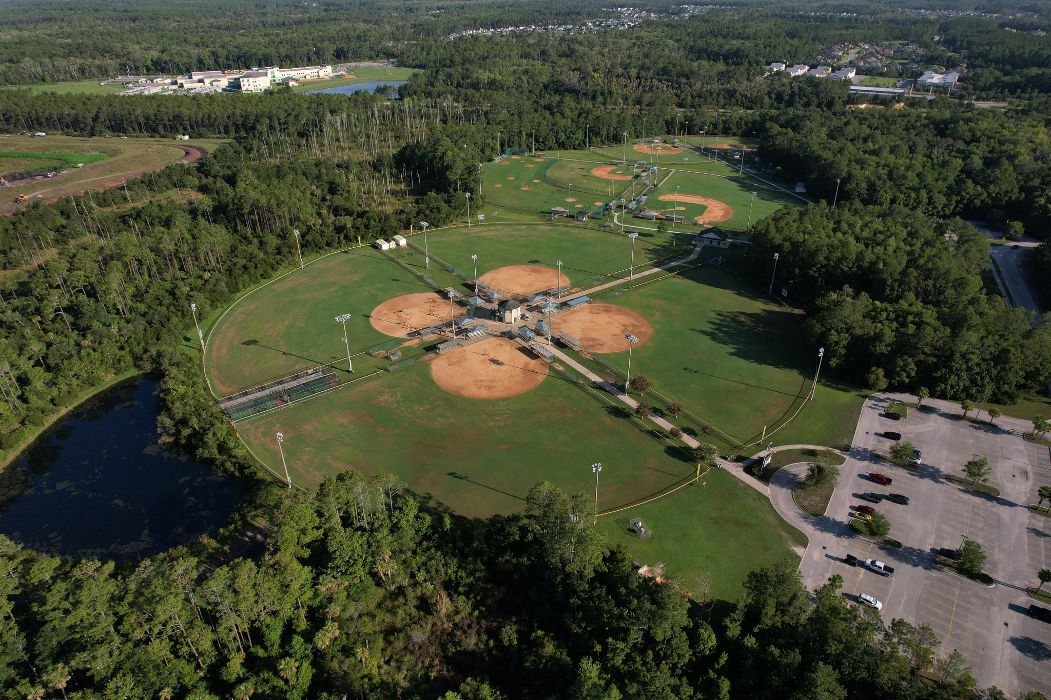 aerial view of Davis park ball diamonds