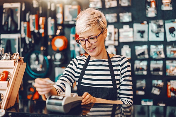 Retail worker in a music store