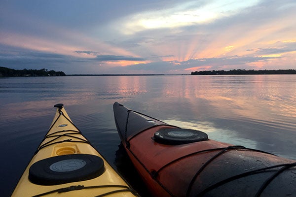 Kayaks on the ocean