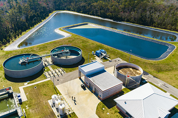 Water treatment plant aerial view