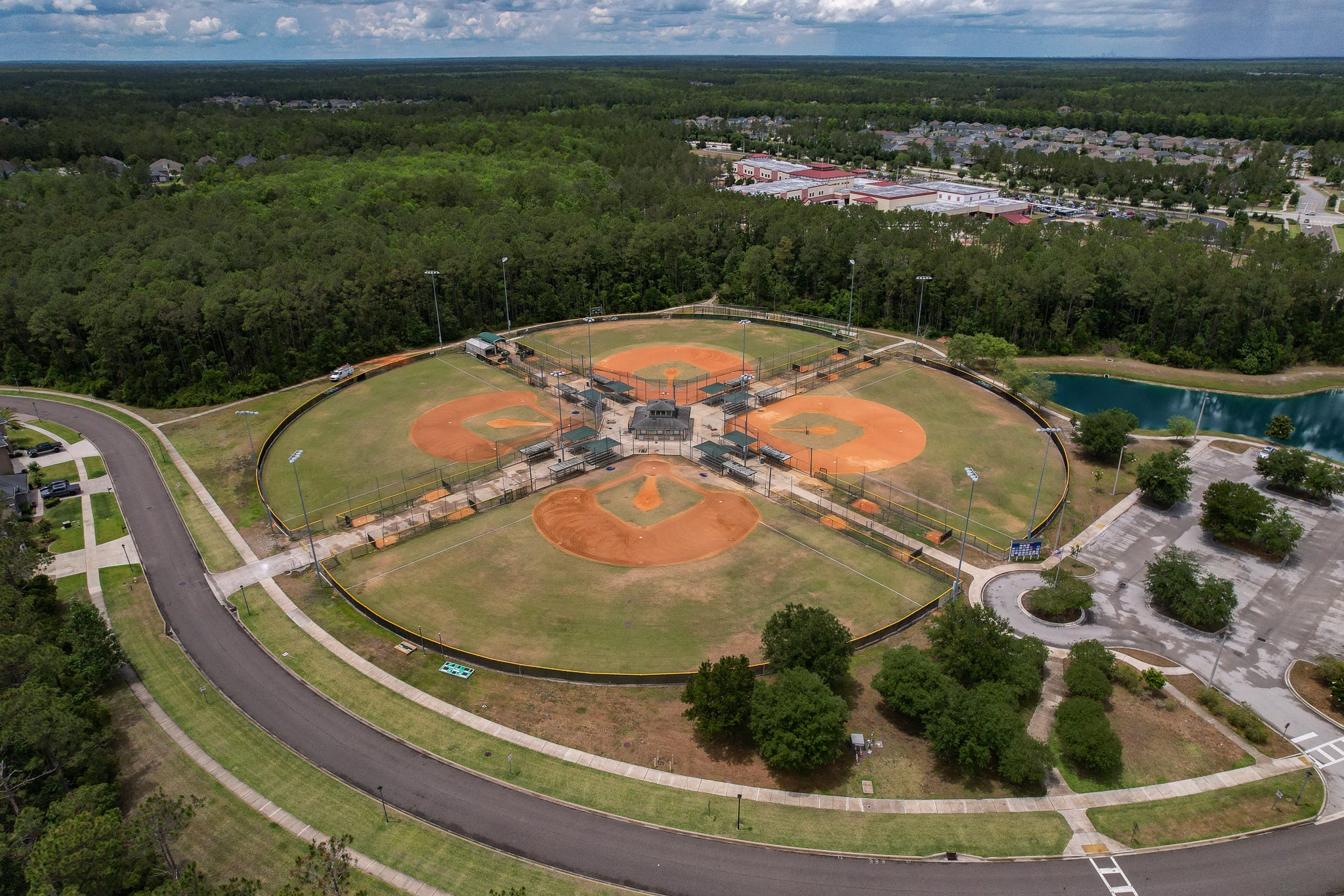 aerial view of Durbin park ball diamonds