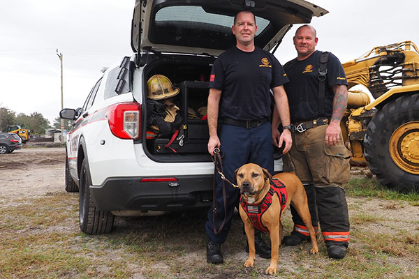 k-9 with Fire rescue team