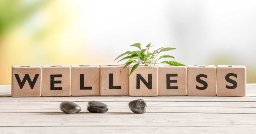 wellness spelled out in wooden blocks