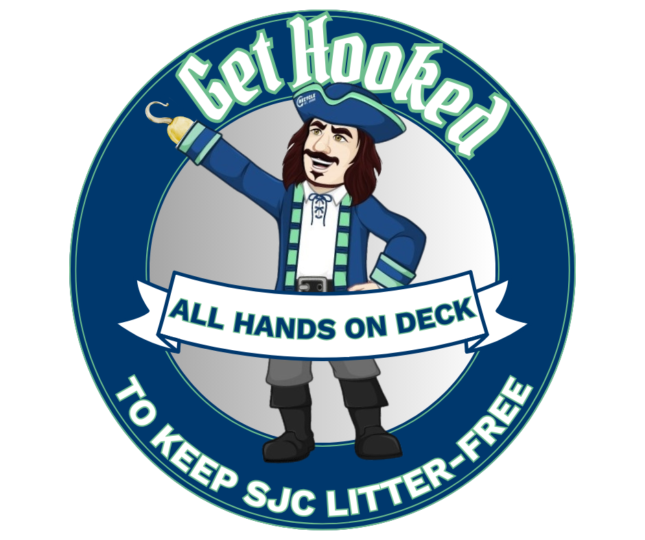 the Get Hooked Litter Initiative Logo with a pirate and a hook.