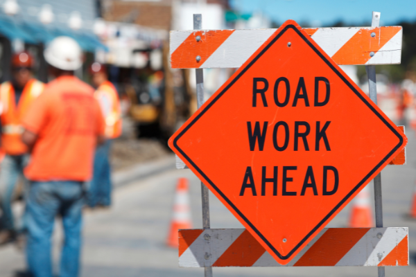 road work ahead construction signage