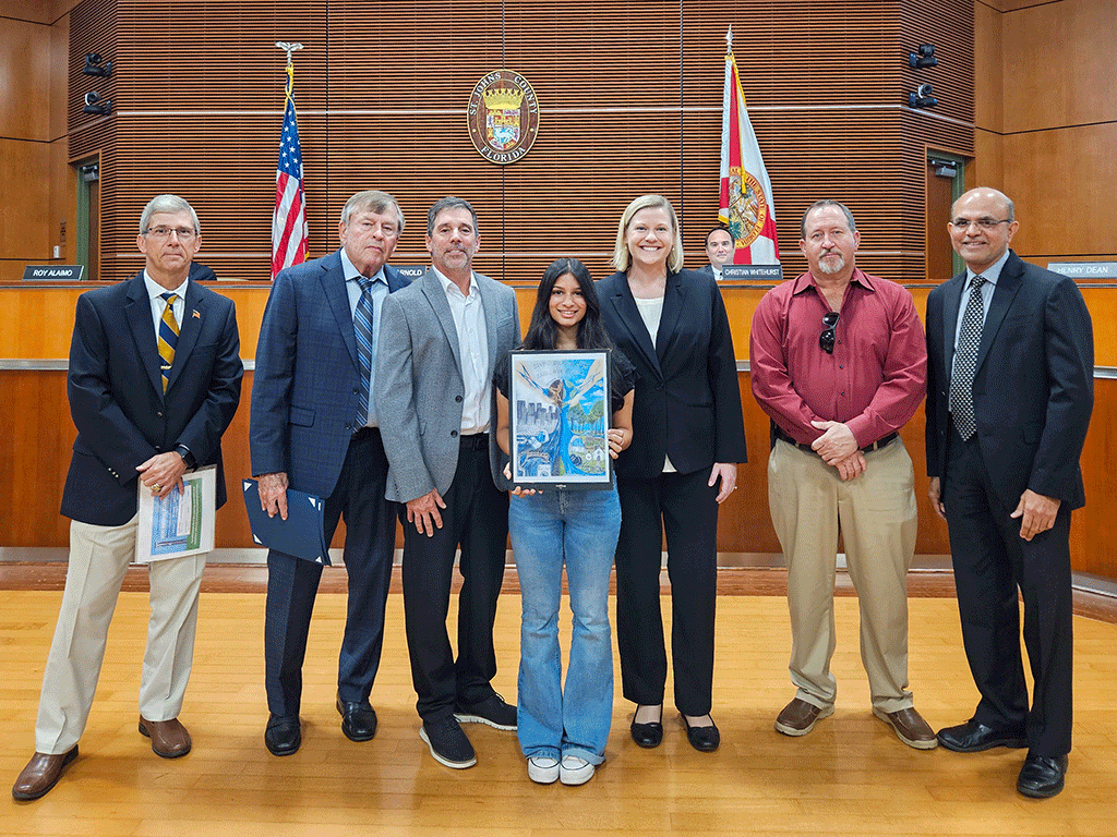 Commissioner Henry Dean, District 5 and representatives from St. Johns County River Water Management District recognize Water Conservation Month.
