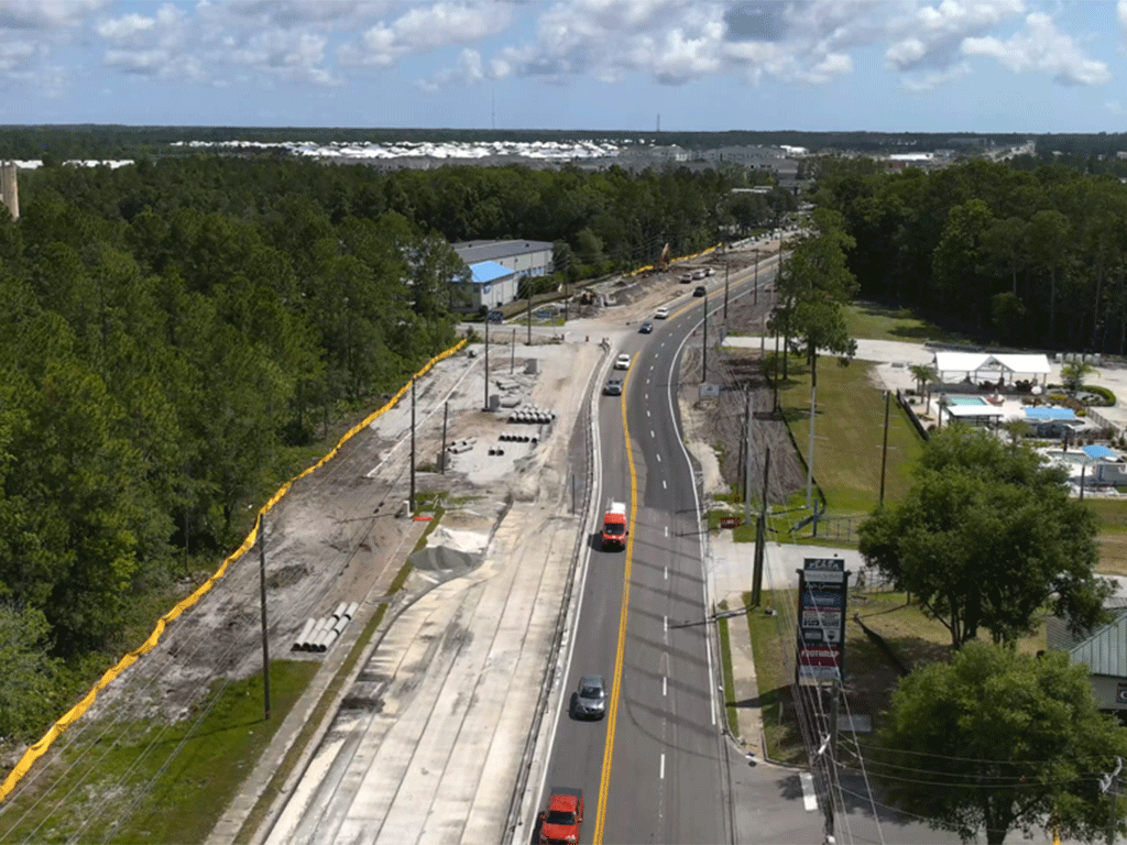 aerial view of road construction