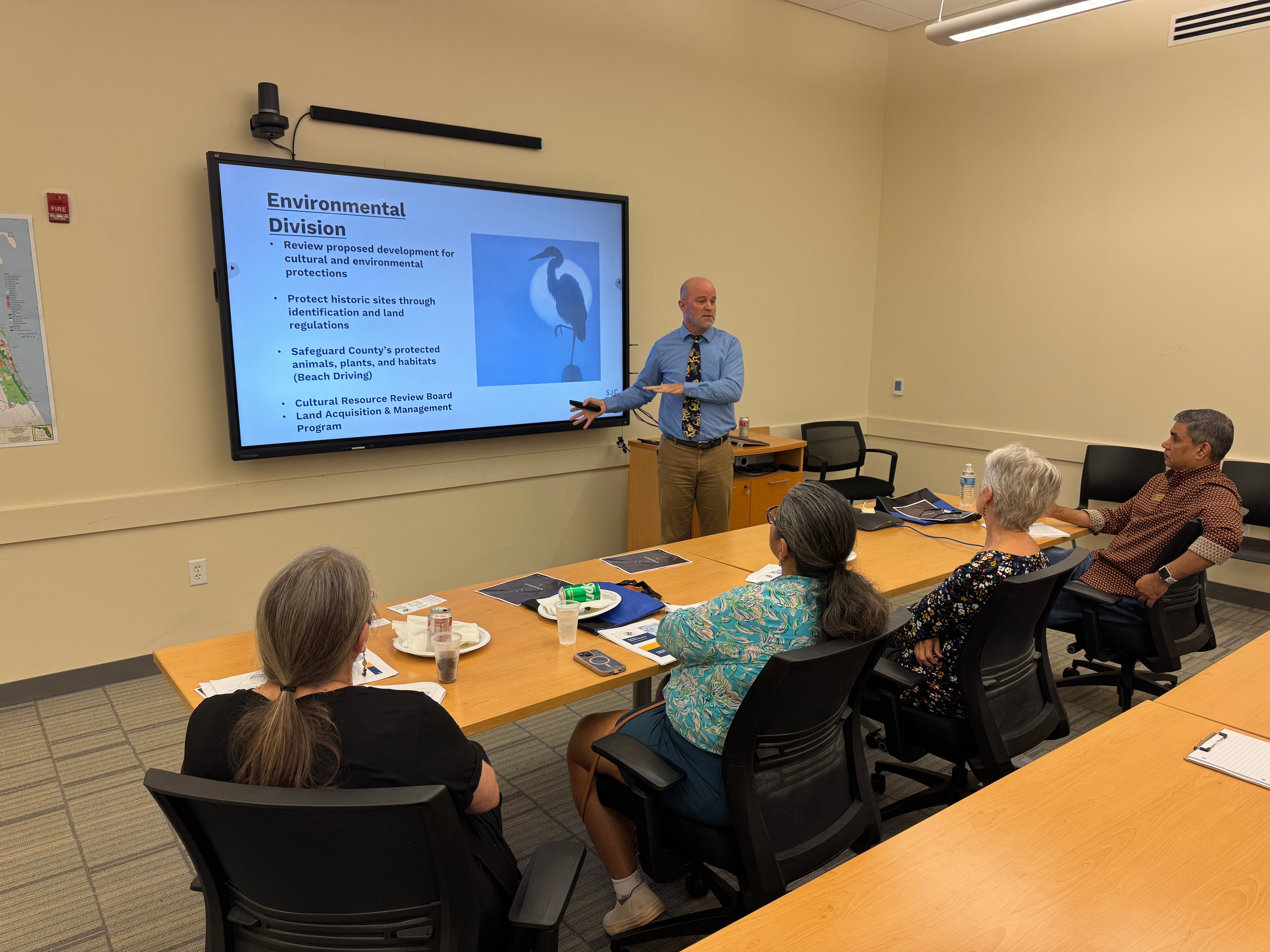 Growth Management director gives a presentation at SJC101 Citizen's Academy on the Environmental Division, supporting the Community Trust pillar of the Strategic Plan.