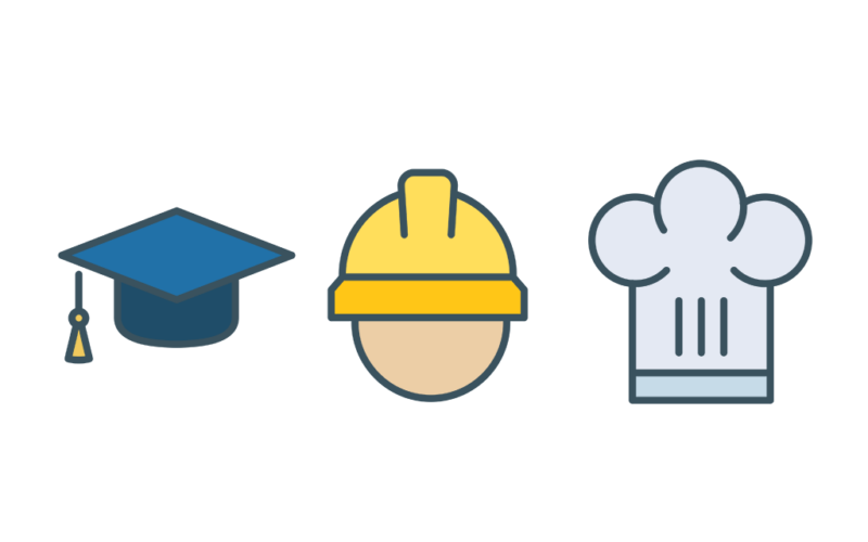 icon - graduate hat, hardhat, chef's hat