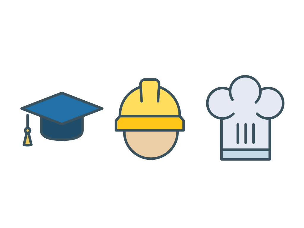 icon - graduate hat, hardhat, chef's hat