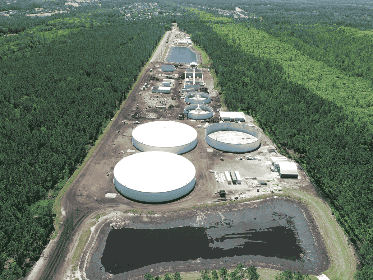 Aerial view of the SR 207 wastewater treatment facility.