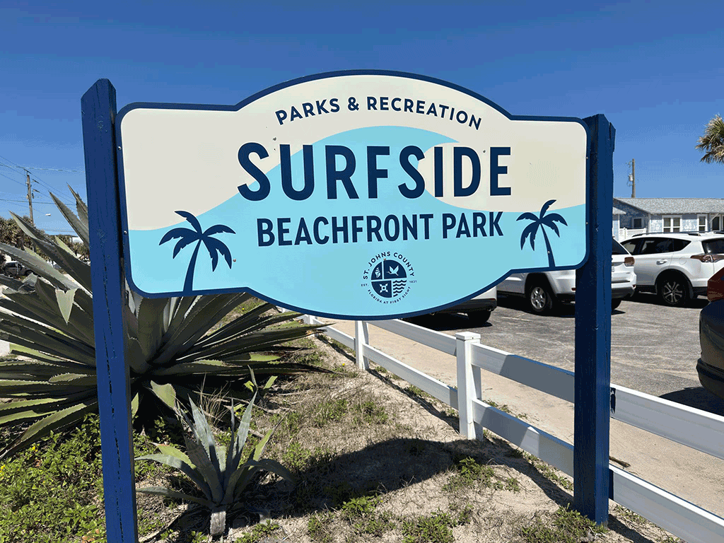 A sign for Surfside Beachfront Park.