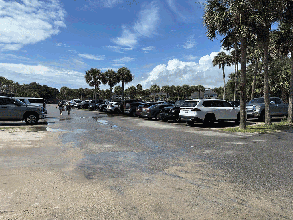 A large parking lot.