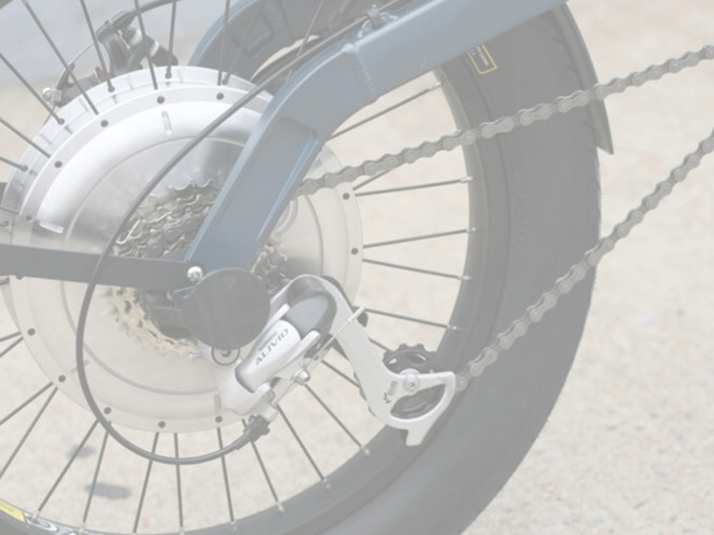Rear wheel hub, derailleur and chain of ebike