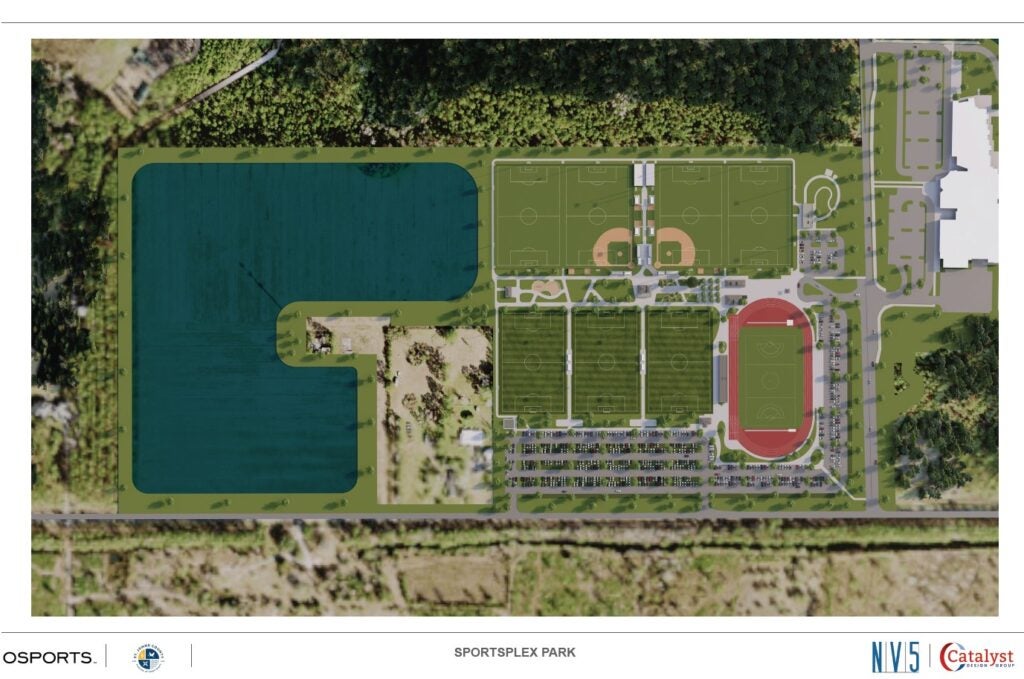 Aerial rendering of the future Silverleaf Sportsplex
