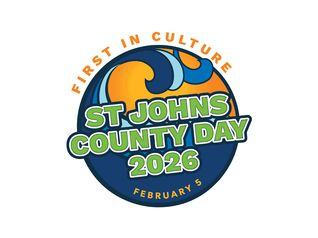 St. Johns County Day 2026 logo. February 5. First in Culture.