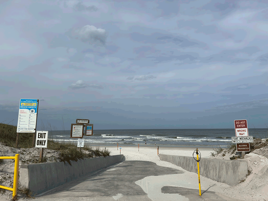 The exit-only beach ramp for Fort Matanzas