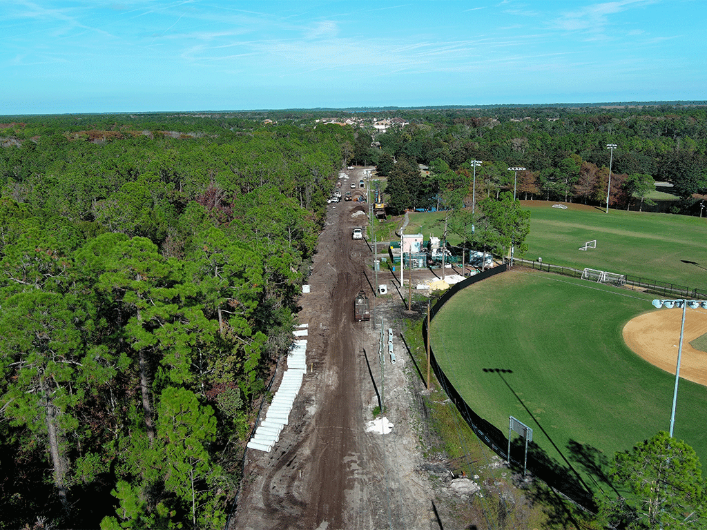 Regalo Road construction aerial view