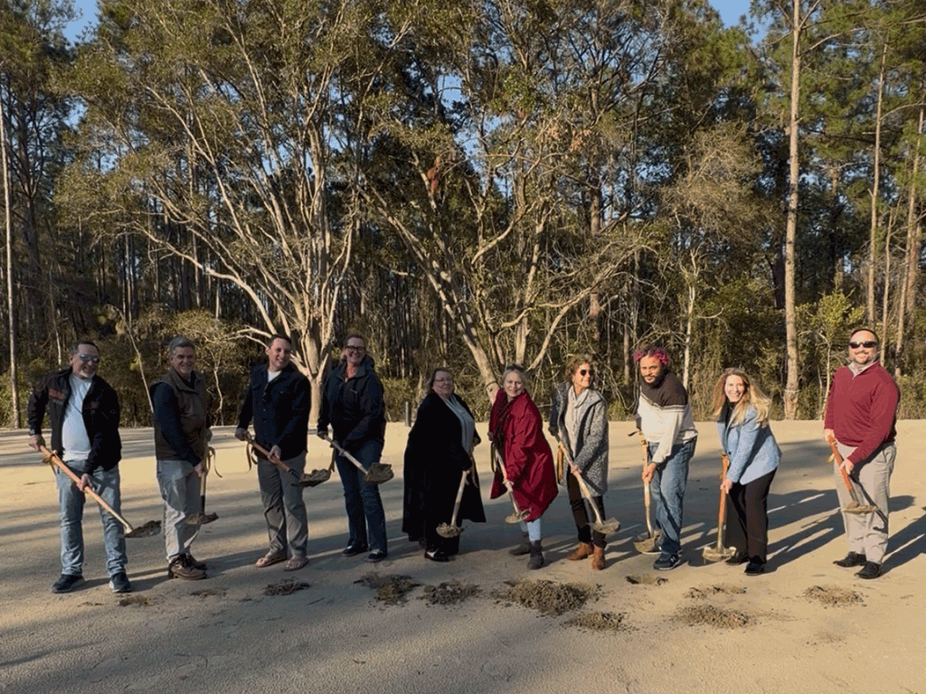 Commissioner Whitehurst and others hold shovels as they break ground on the St. Augustine You Services Independent Village.