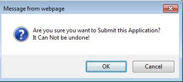 Online Submittal Management application submission verification screen