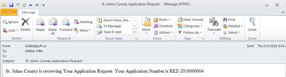 Online Submittal Management application submission review email response