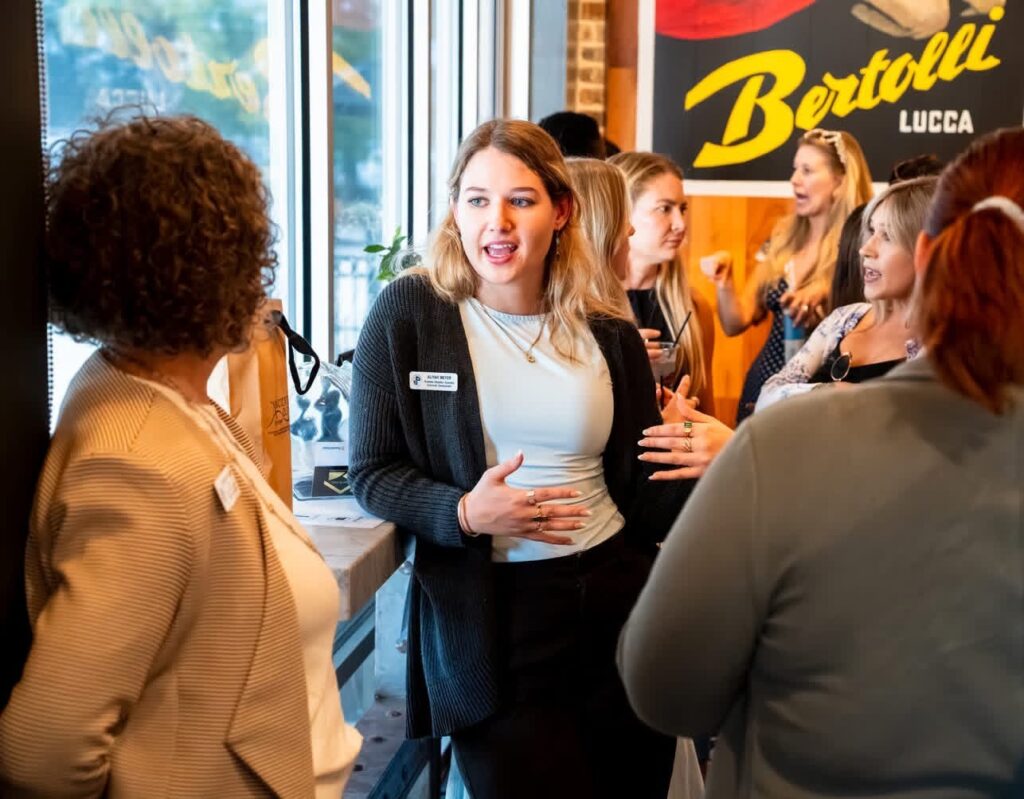 A young woman networking