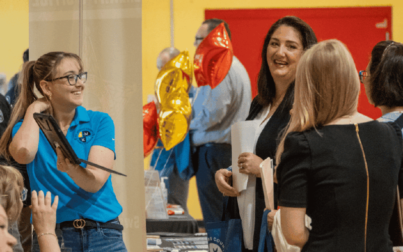 SJC staff prep for career fair